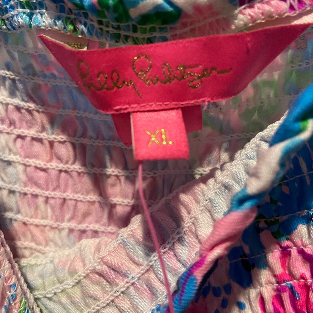 Lilly Pulitzer Kailua Smocked Dress XL -NWT in Mandevilla Baby Paradise Petals - Picture 3 of 6